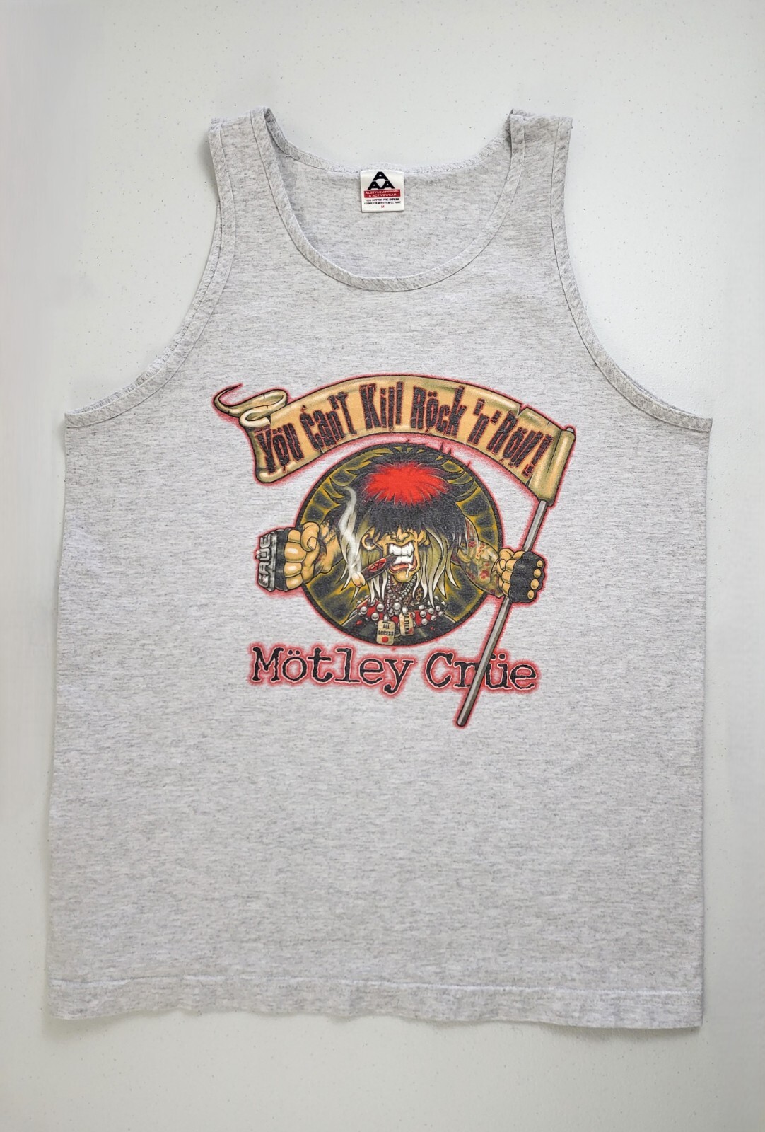 Vintage Motley Crue Tank You Can’t Kill Rock N Roll Med Grey Alstyle Metal Core