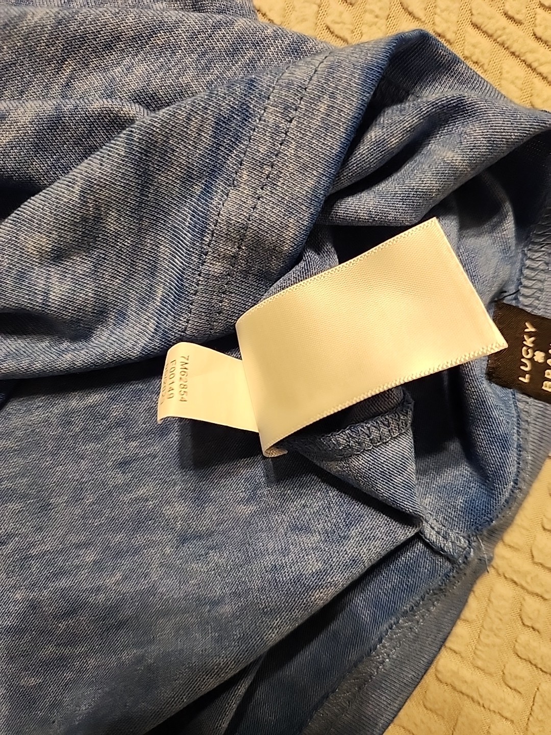Lucky Brand Venice Burnout Mens M Long Sleeve Henley Shirt Blue NWT