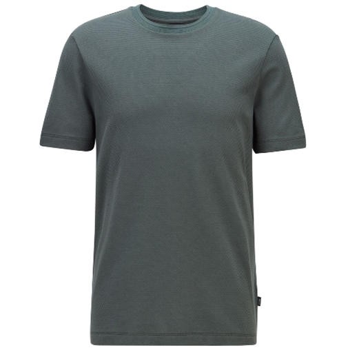 NWT HUGO BOSS Crew Neck Bubble-Jacquard / Waffle Tee Cream Green Size M or L