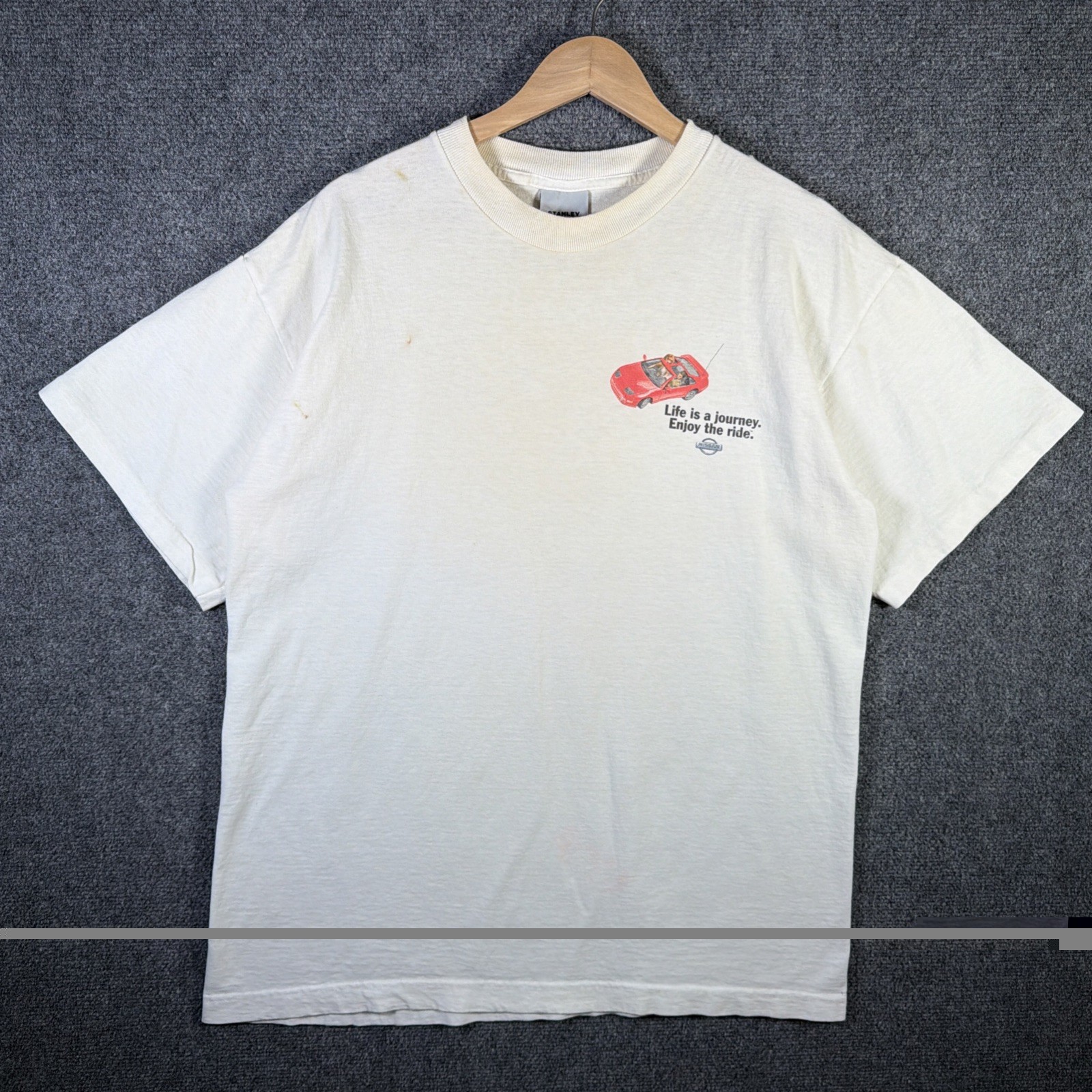Vintage Nissan Shirt Mens Large White 90s Car Brand Promo Dolls Barbie Desantis