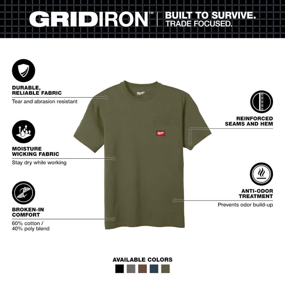 Milwaukee Men&rsquo;s Medium Green GRIDIRON Cotton/Polyester Short-Sleeve T-Shirt
