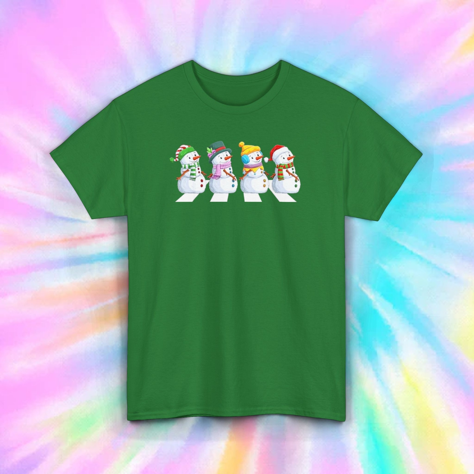 Snowmen Abbey Road Christmas T-Shirt Funny Winter Snowman Holiday Gift S-5XL