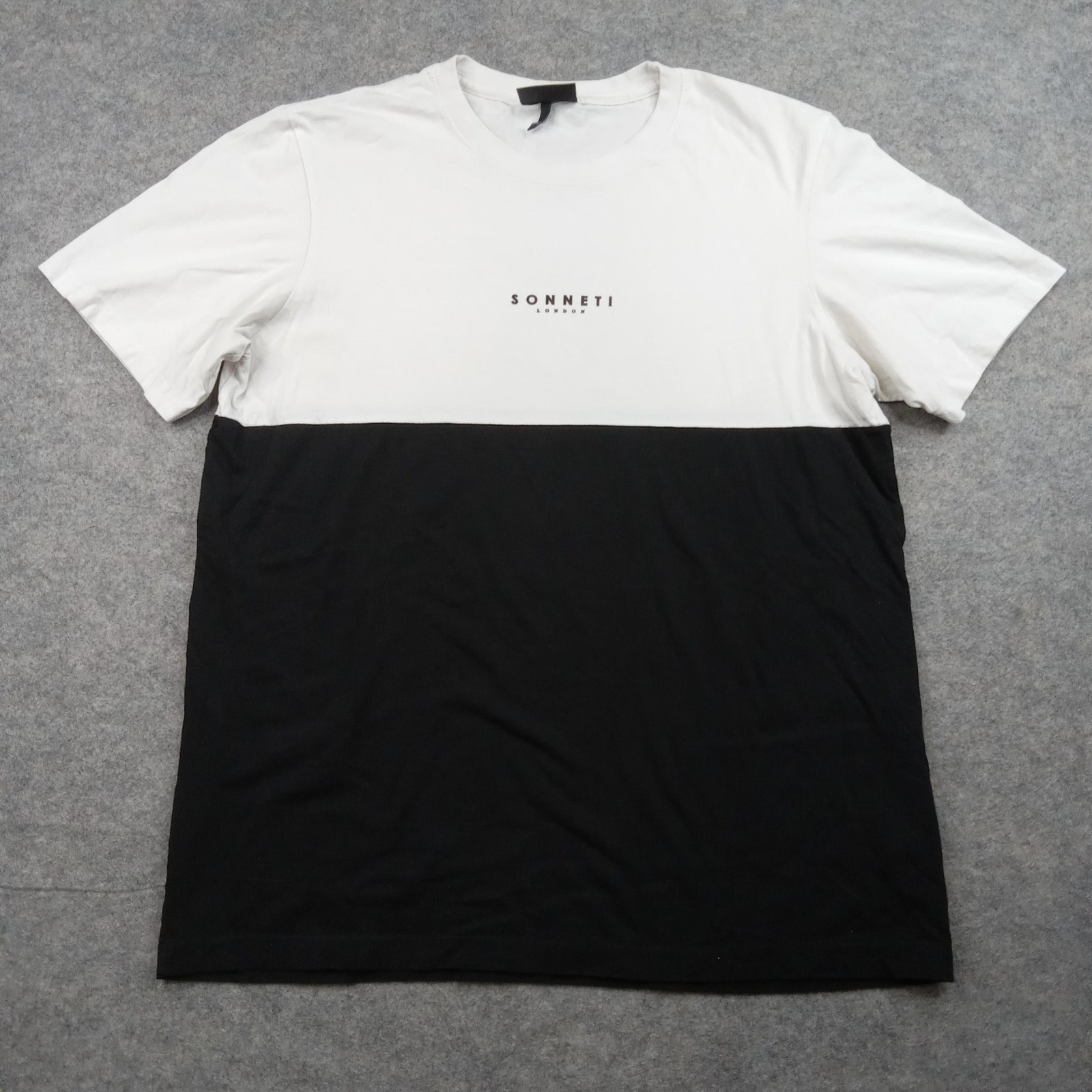 Sonneti Shirt Mens Large Black White Colorblock Cotton Crewneck Short Sleeve