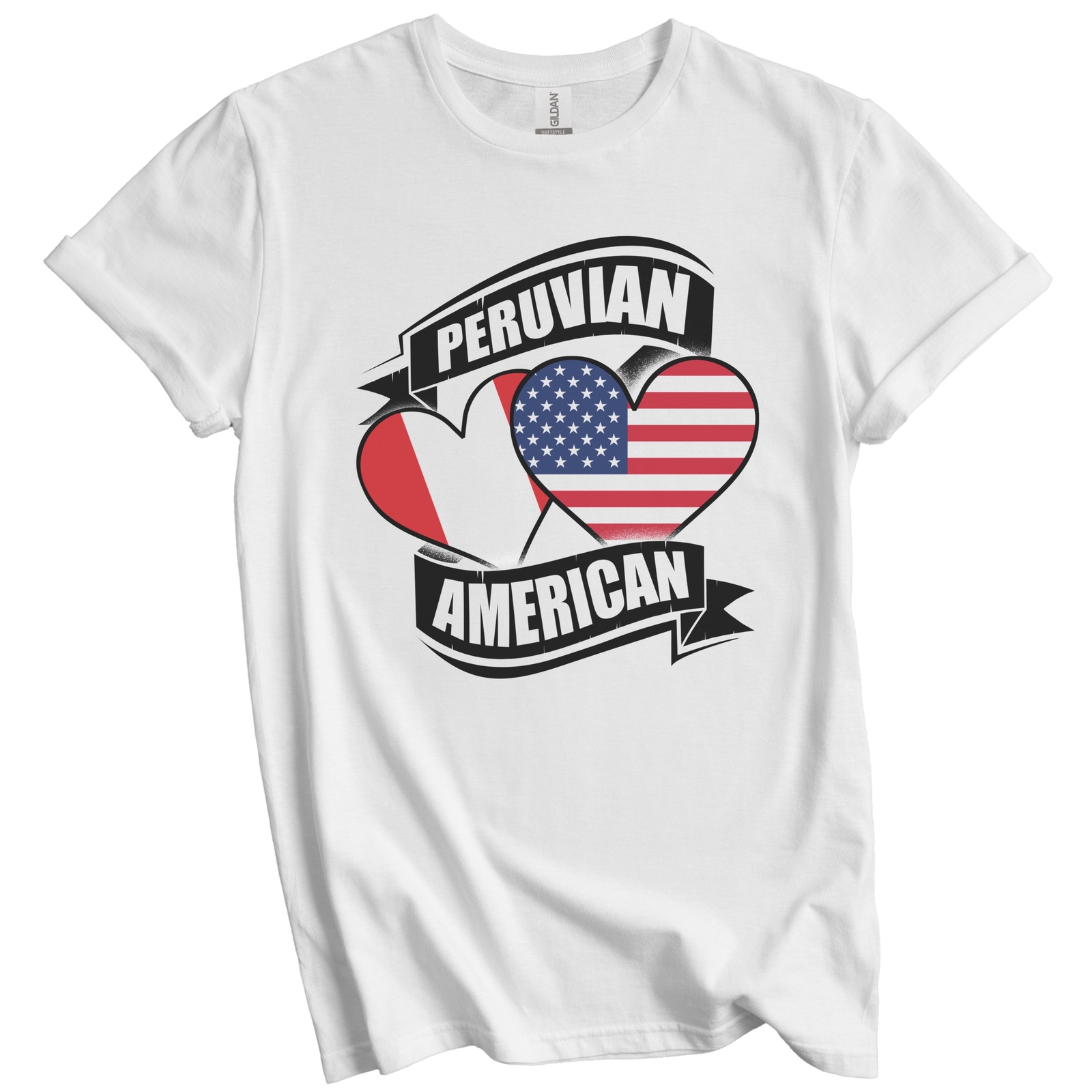Peruvian American Hearts USA Peru Flags T-Shirt
