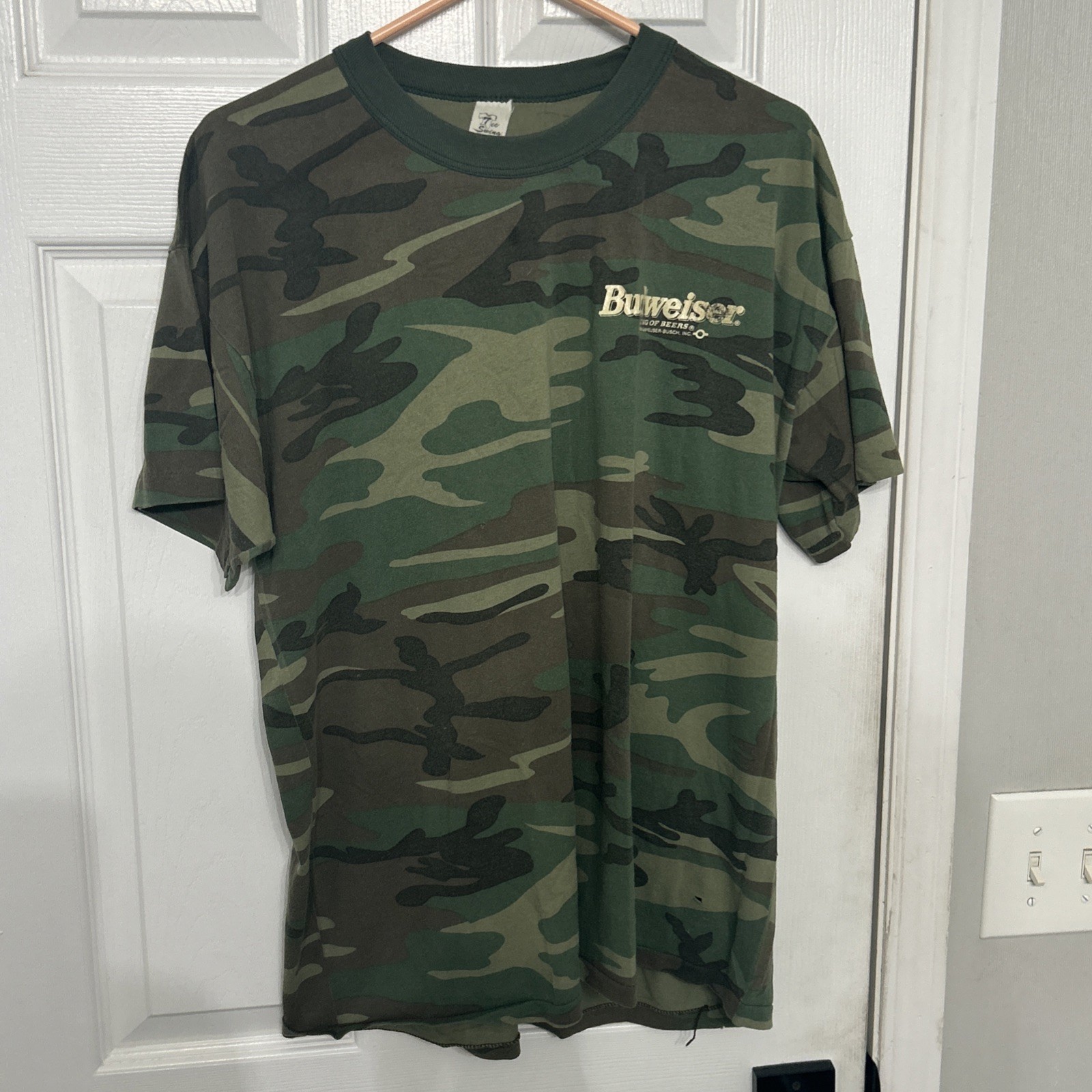 Vintage 1994 Budweiser Camo T-Shirt Mens Size Xxl Small Holes Read!