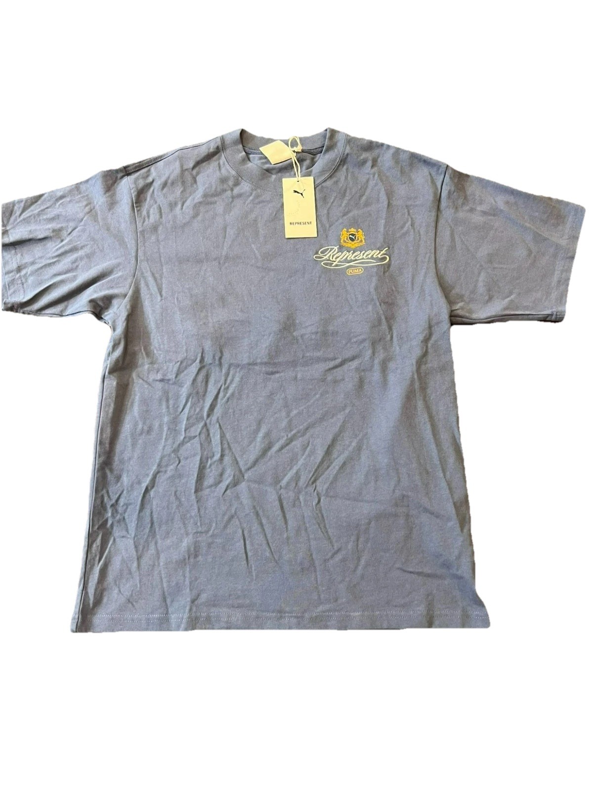 Puma Represent Blue Dusk Cotton Short Sleeve Graphic Shirt Size Extra Small