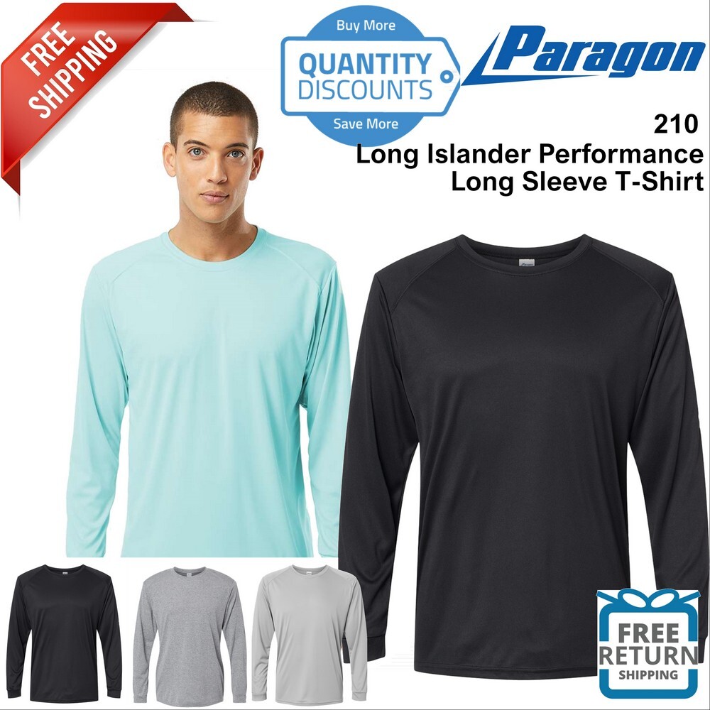 Paragon Men Long Islander Performance Long Sleeve T-Shirt 210 Up To 4XL