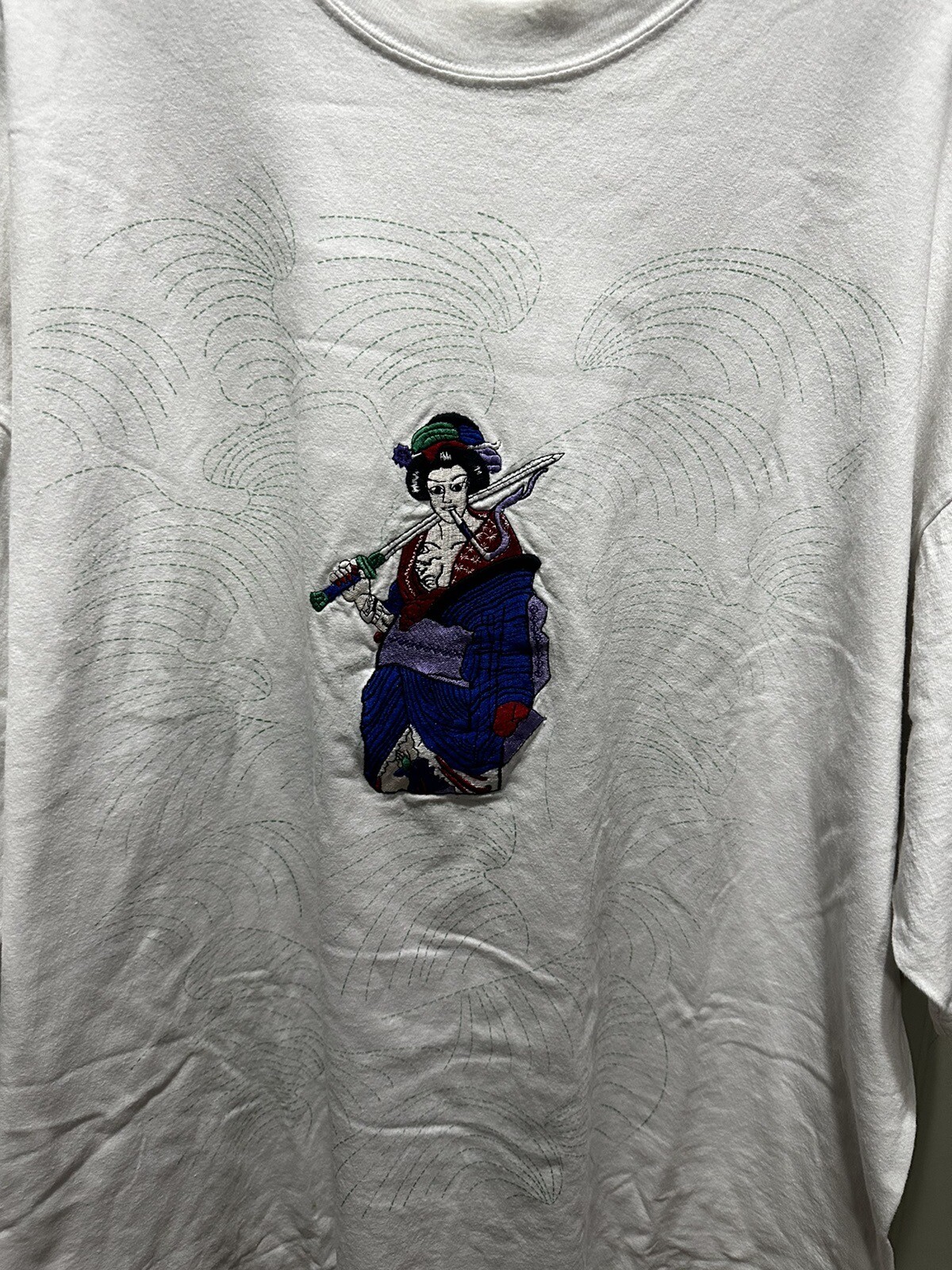 Vintage John Son Asian Embroidered Geisha Big Boy Sz 3XL Super Heavy Weight