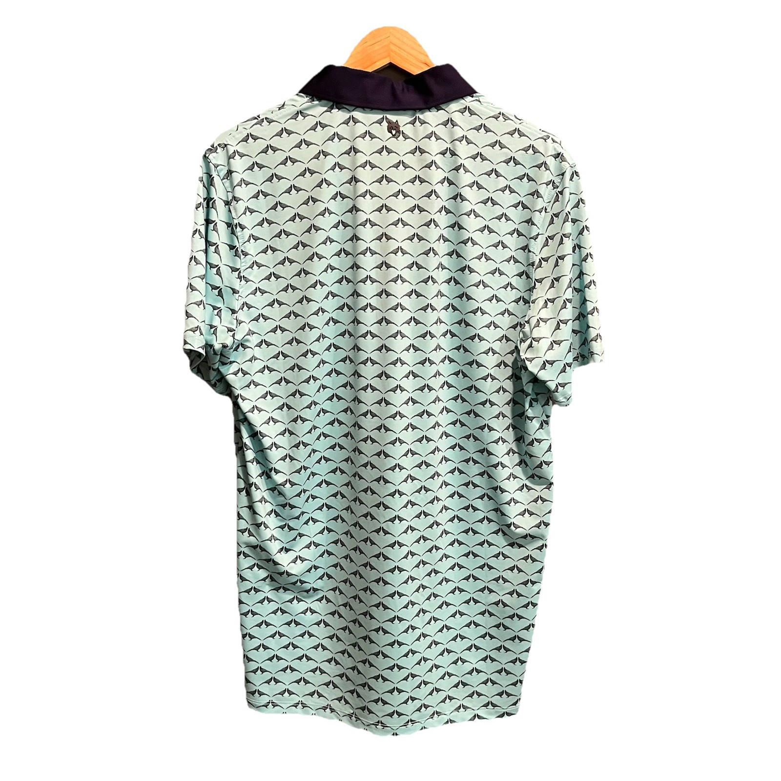 Greyson Teal Short Sleeve Bird Print Motif Men&rsquo;s Polo T-Shirt Size Medium