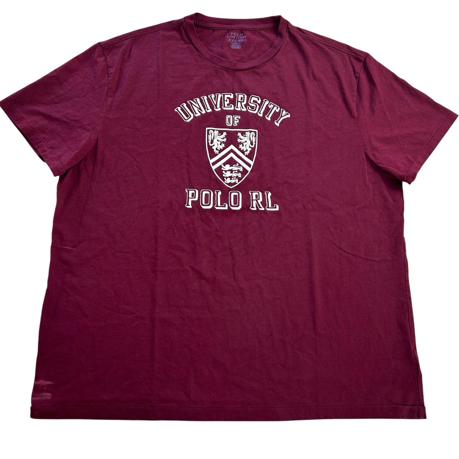 Polo Ralph Lauren Collegiate Varsity University Of Polo RL Men’s T-Shirt Size XL