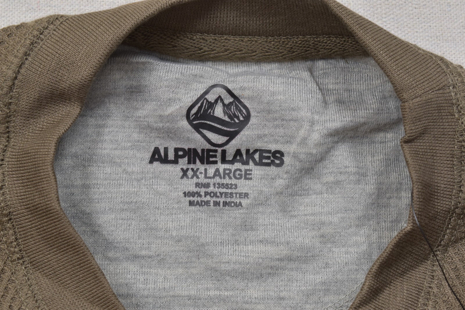 Alpine Lakes Men&rsquo;s XX-Large Brown Waffle Knit Performance Long Sleeve Tee Shirt