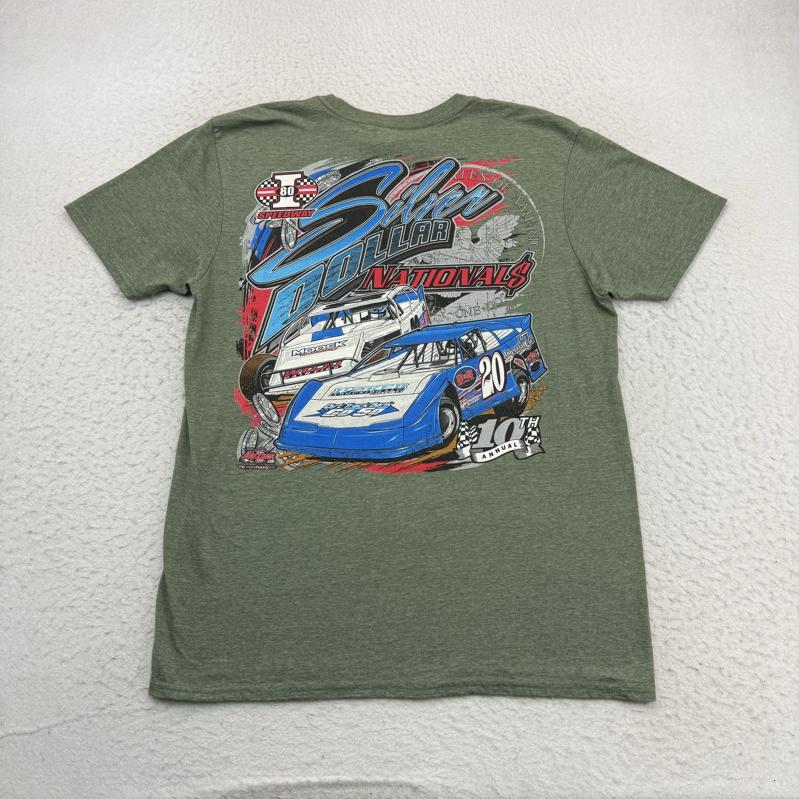 Dirt Track Racing Shirt Mens Large L Green 10th Annual Silver Dollar Nationals