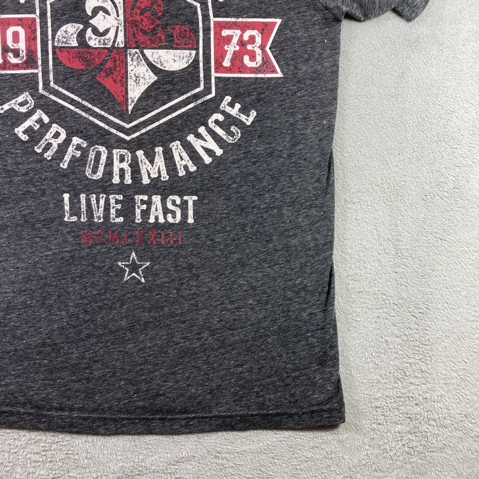 Affliction Shirt Adult Medium Dark Gray Graphic Tee Performance Live Fast USA