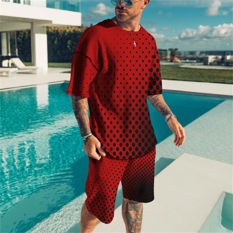 Men&rsquo;s Outfit 2-Piece Set Short Sleeve T-Shirts and Shorts Sweatsuit Set Summer