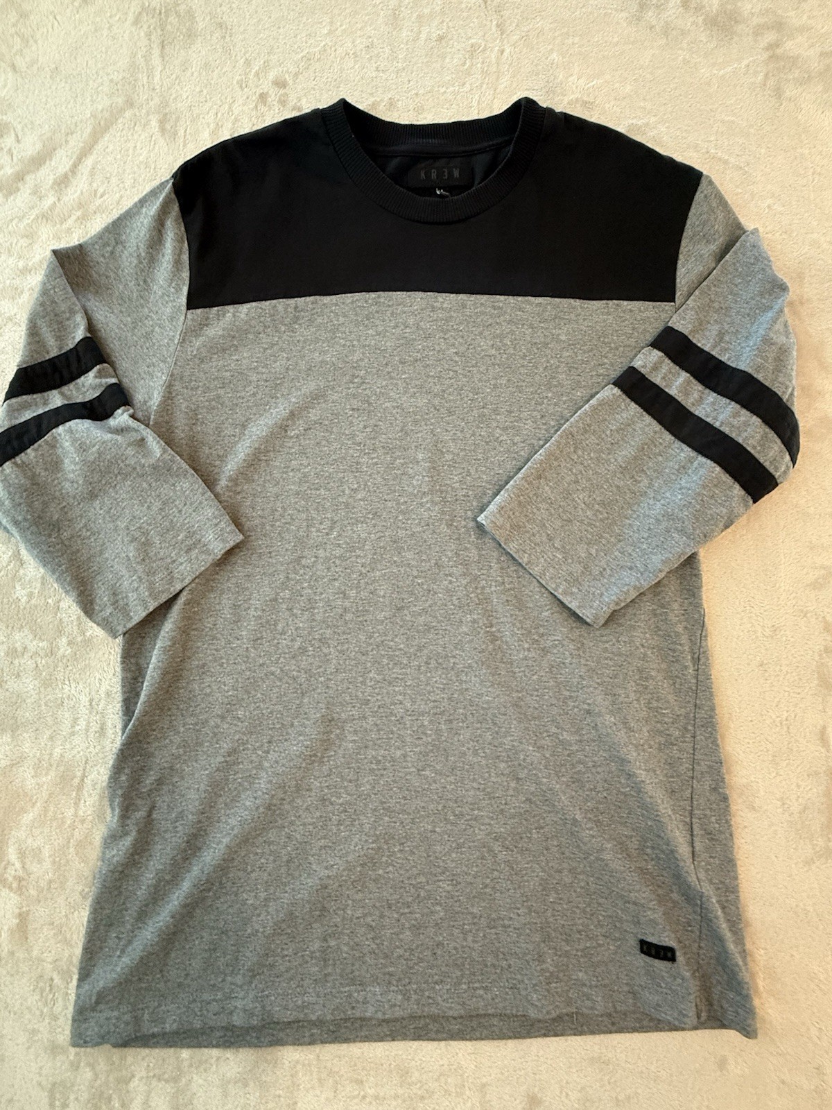 Krew Skateboarding Vintage Skater Mid Sleeve Shirt L Black Grey