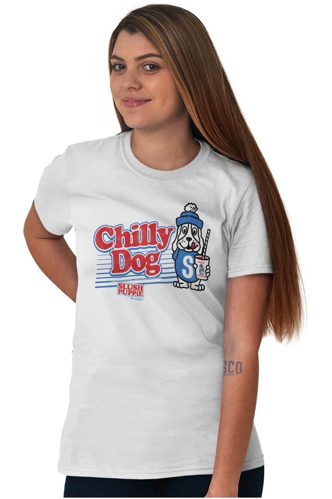 Chilly Dog Slush Puppie Novelty Cartoon Logo Adult Short Sleeve Crewneck Tee