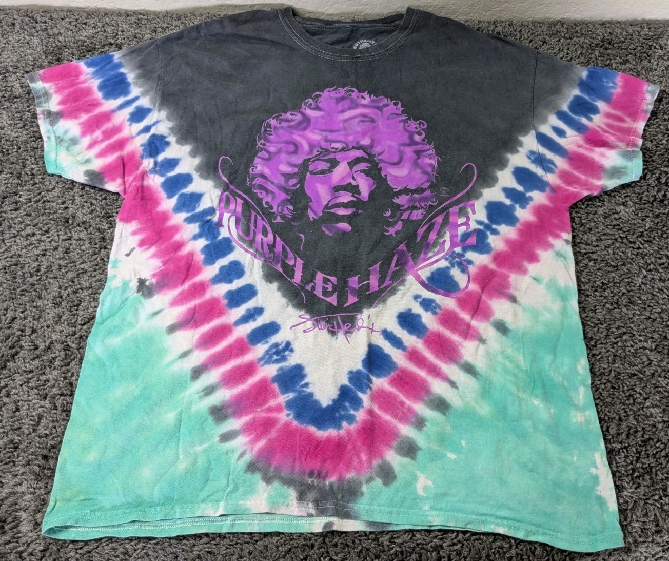 Authentic Jimi Hendrix T Shirt Men&rsquo;s L Tie Dye Graphic.Short Sleeve