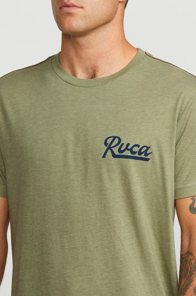 RVCA Men’s Script Sealed T-Shirt Short Sleeves Slim Fit In Ranger Green Size 2XL