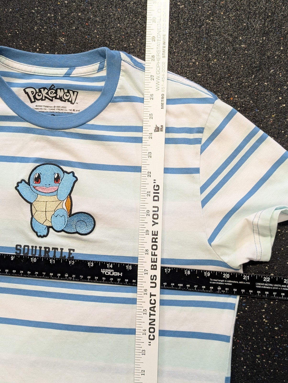 Pokemon Squirtle Embroidered Men&rsquo;s Size L Multi Stripe Short Sleeve Shirt