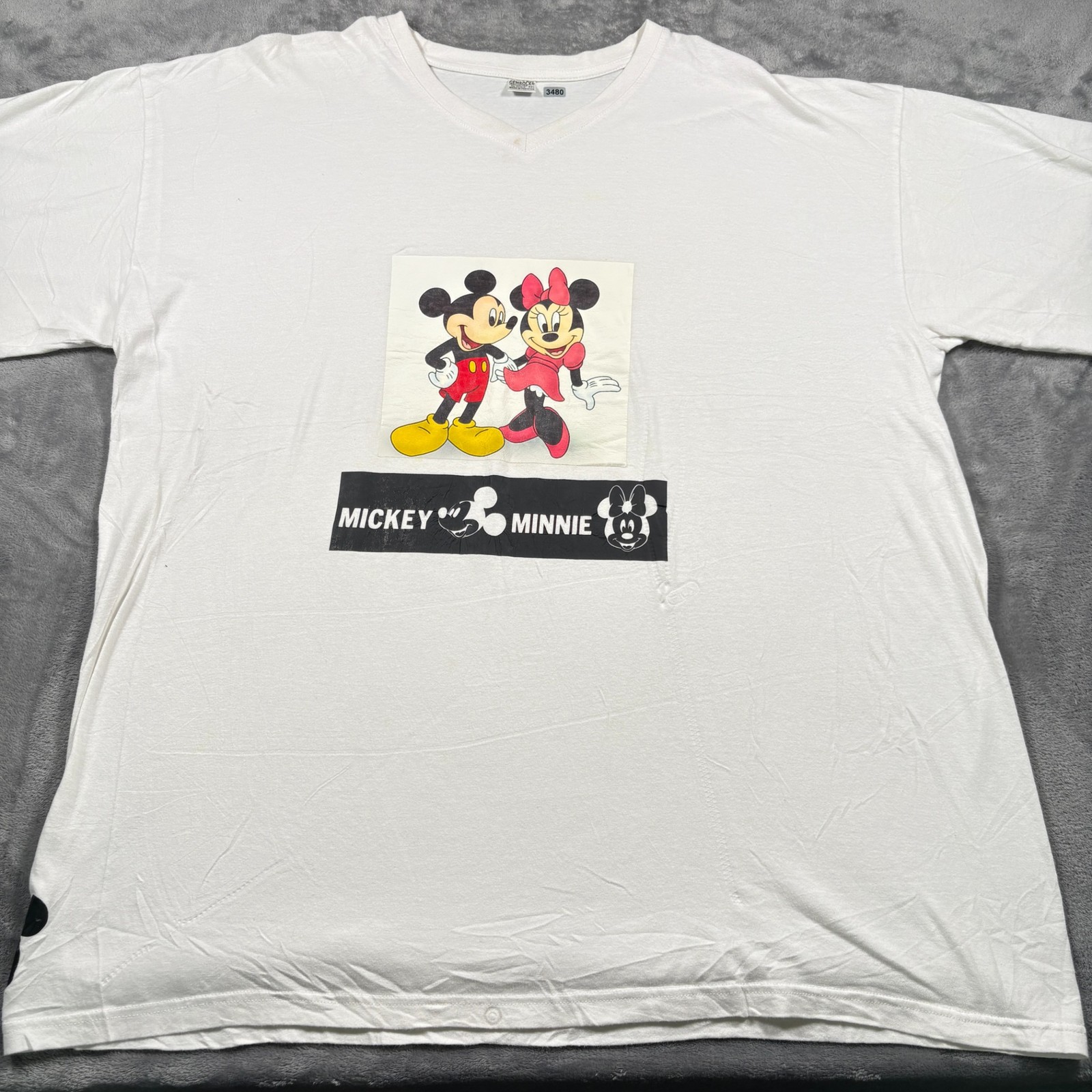 Vintage 90s Gemrock Disney Mickey Minnie Mouse T-Shirt Mens 6XL White Cotton