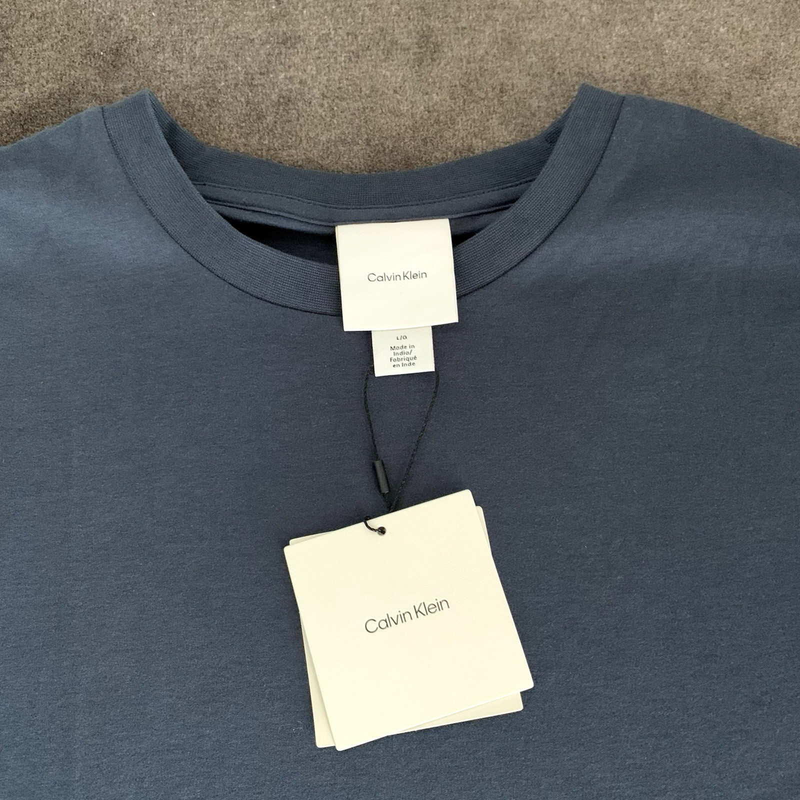 Calvin Klein Mens L Short-Sleeve Supima Cotton Soft Interlock T-Shirt Ink Blue