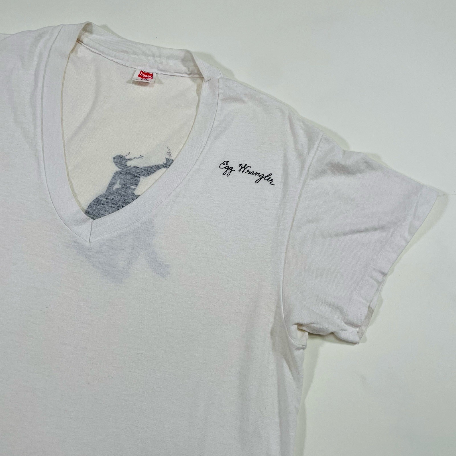 True Vintage 1960s Hanes Cowboy Egg Wrangler T-Shirt Single Stitch Size L