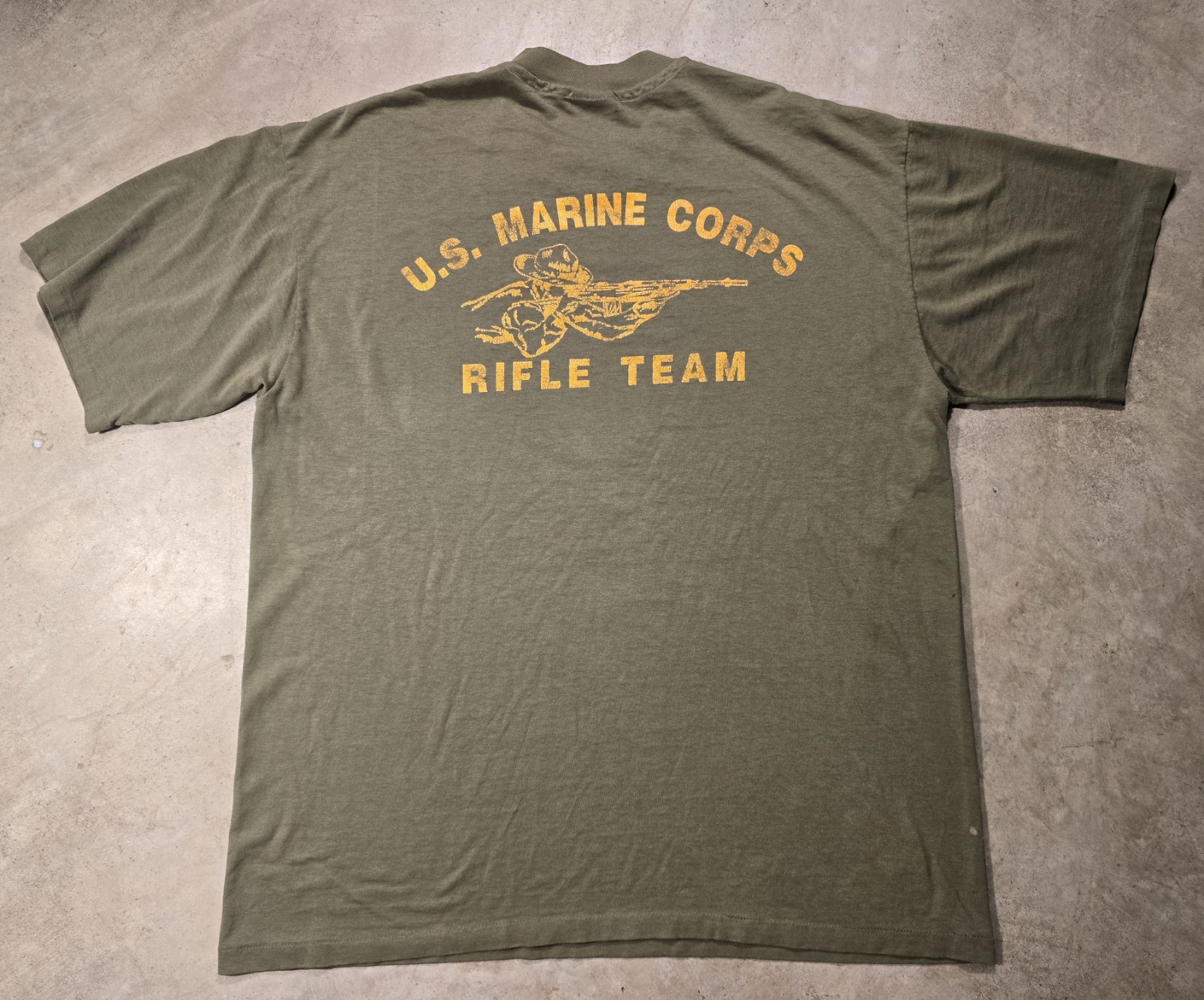Vintage USMC US Marine Corps Rifle Teams Single Stitch 90s 80s Green