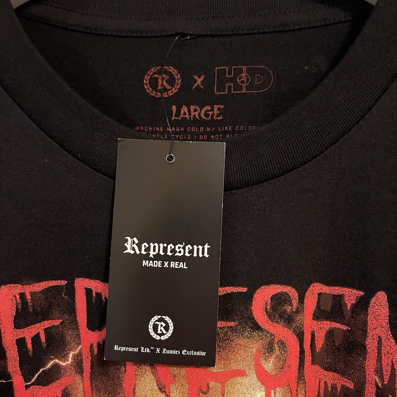 T-Shirt REPRESENT X HALLOWEEN DEPOT COLLAB SIGNATURE Black Horror NWT Clown