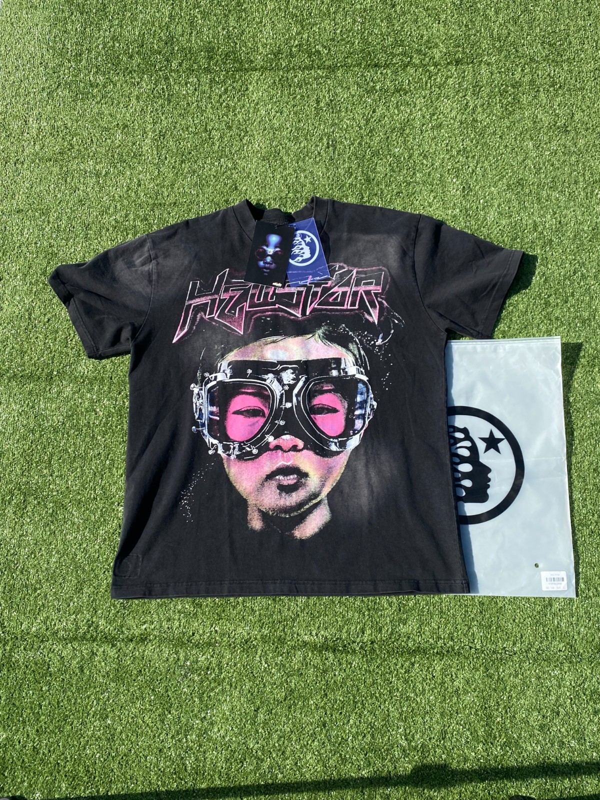 Hellstar Neon Vision Tee – Small | Premium Graphic Streetwear | Washed Black