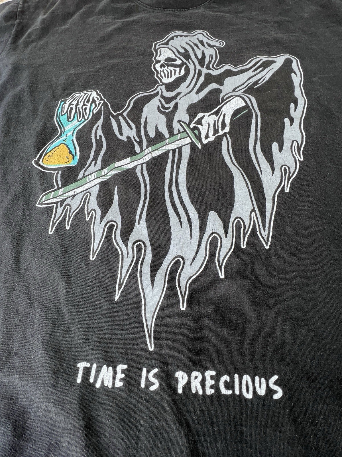 Warren Lotas Time is Precious Grim Reaper Black T Shirt XL