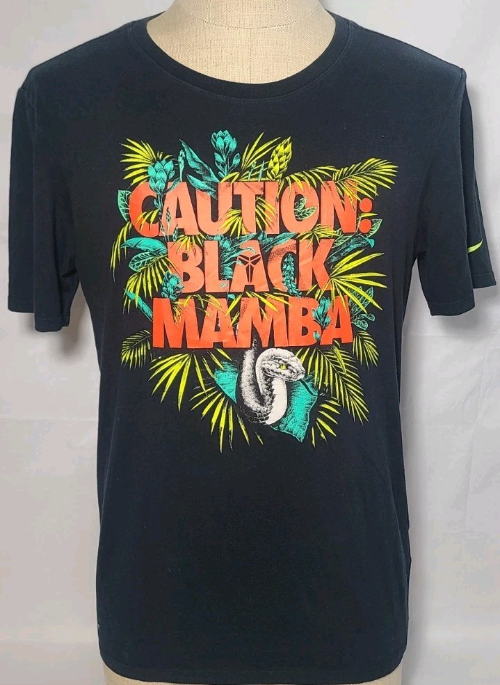 Nike Dri-fit Athletic Cut Kobe Bryant Caution: Black Mamba Snake Black Men Tee M