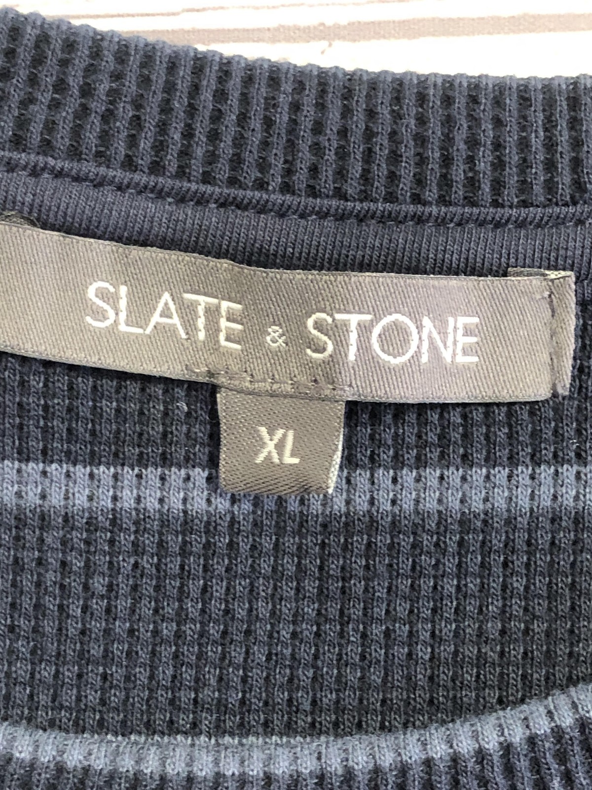 Slate & Stone Shirt Mens XL Blue Stripe Waffle Knit Crewneck Tee Lot 2 Casual