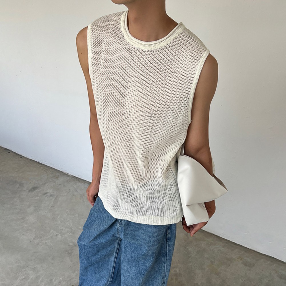 Casual Wear Daily Wear Men&rsquo;s Tank Top Knitted Vest Knitted Fabric O-neck Collar