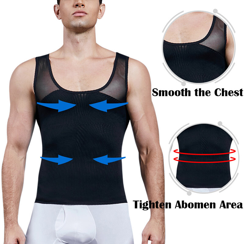 Gynecomastia Compression Vest Shirts Men Tank Top Slimming Body Shaper Underwear