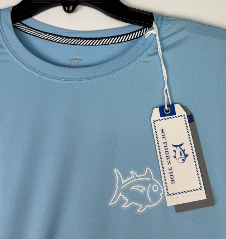 Southern Tide MEDIUM Long Sleeve Classic Logo Performance Tee Blue NWT MSRP $55