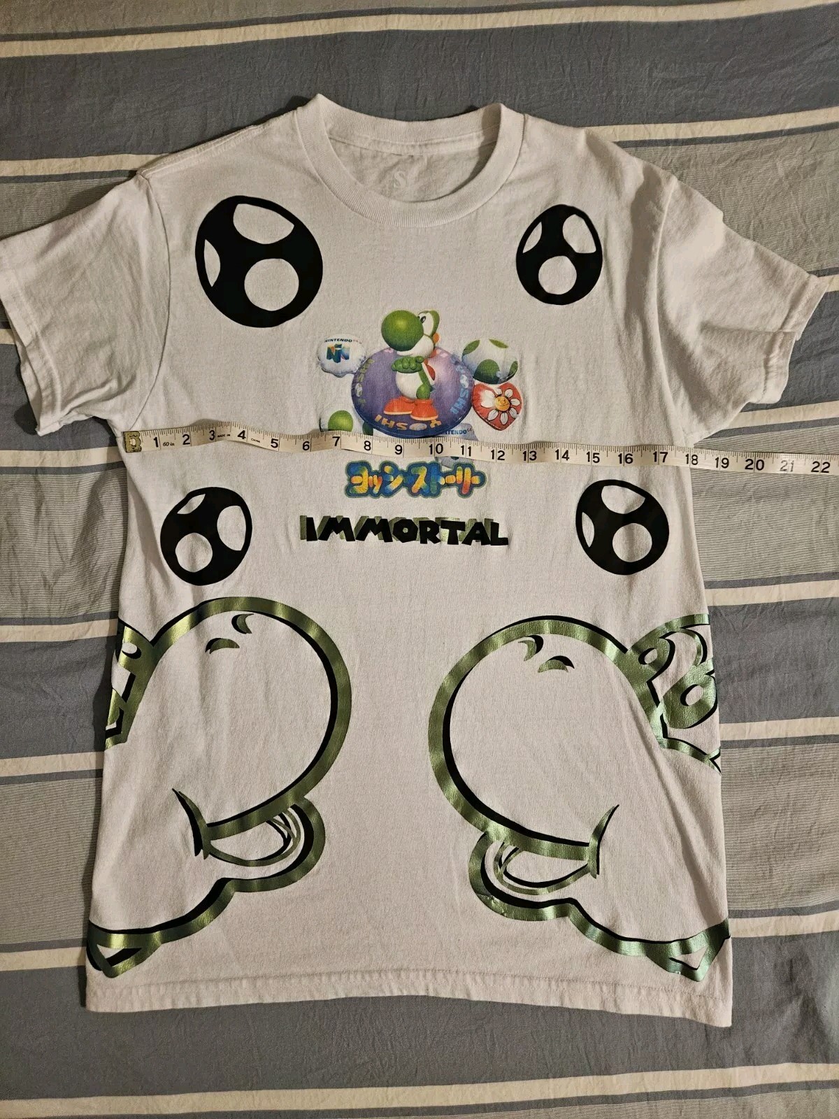 Yoshi&rsquo;s Island Custom HTV Vinyl AOP White T Shirt Size Small Nintendo 64