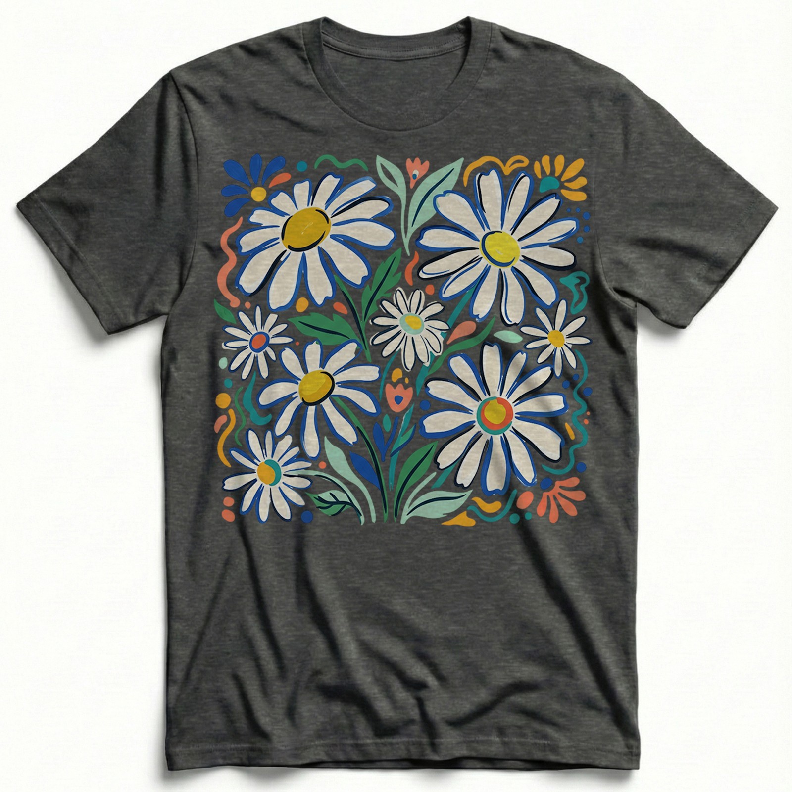 Retro Floral Daisy T-Shirt Colorful Botanical Wildflower Nature Spring Tee
