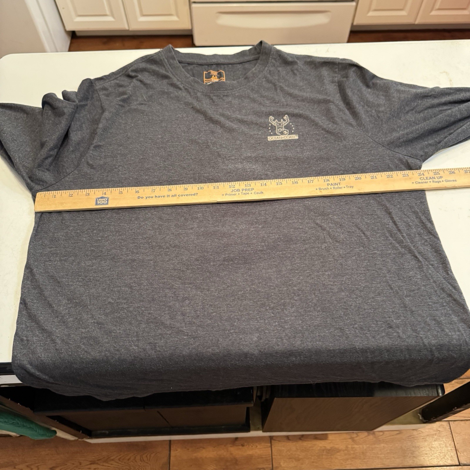 OCEAN & COAST Real Tree Long Sleeve Mens T – Shirt Sz XL Gray Trophy Buck Deer