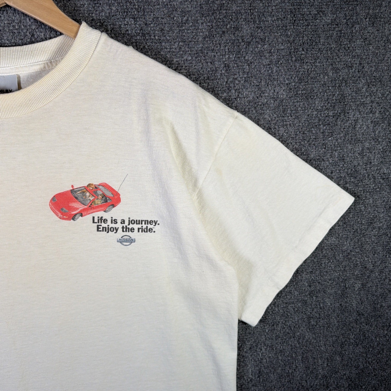 Vintage Nissan Shirt Mens Large White 90s Car Brand Promo Dolls Barbie Desantis