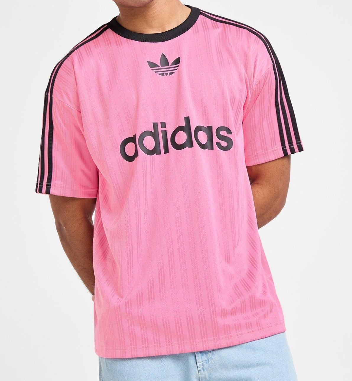 RARE! NEW MEN&rsquo;S ADIDAS ORIGINALS TREFOIL POLY TEE SHIRT ~SIZE XL #JW37 PINK