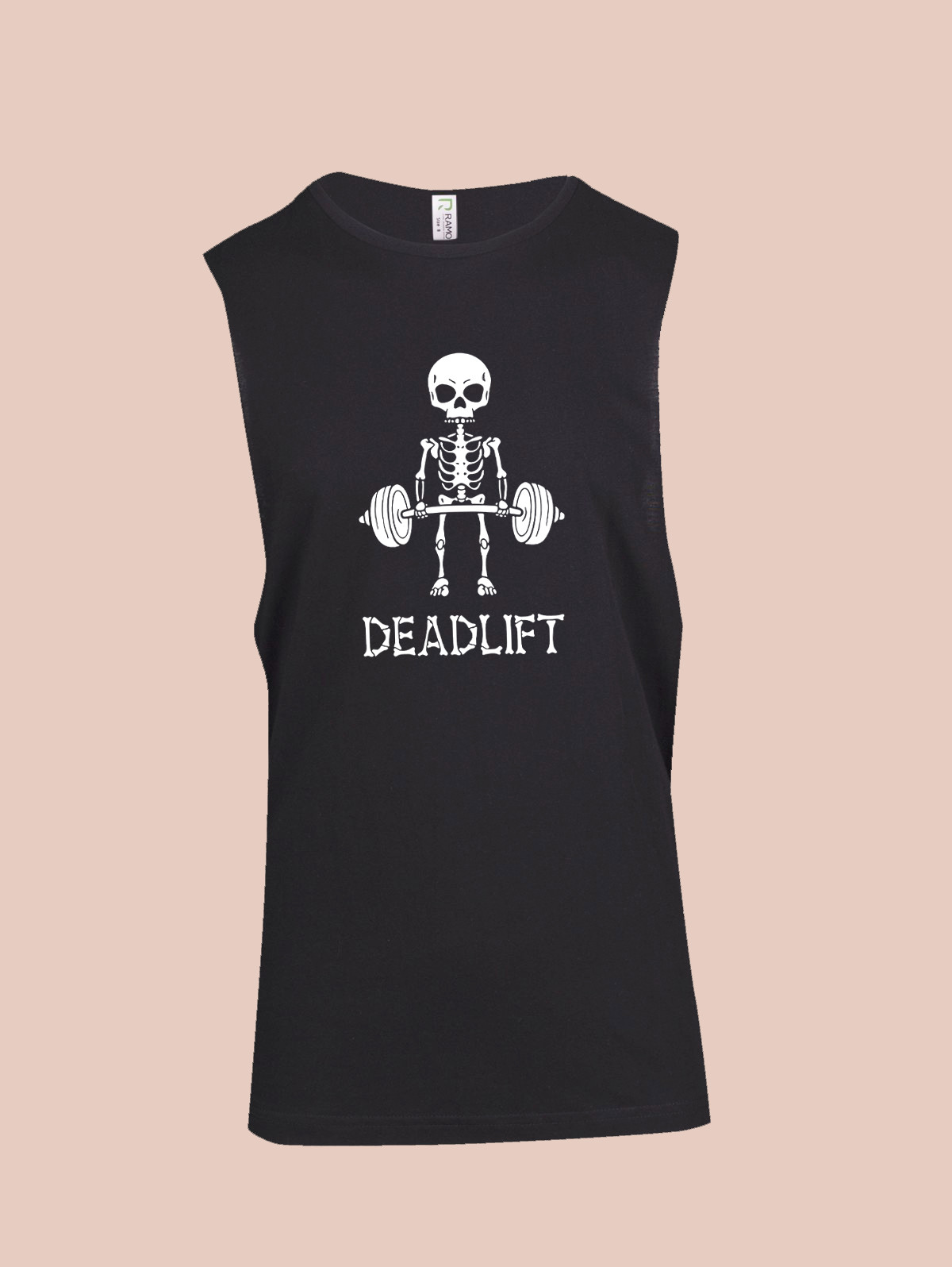 MEN WOMENS TEE SLEEVELESS TSHIRT DEADLIFT SKELETON WEIGHTLIFTING WEIGHTS GYM