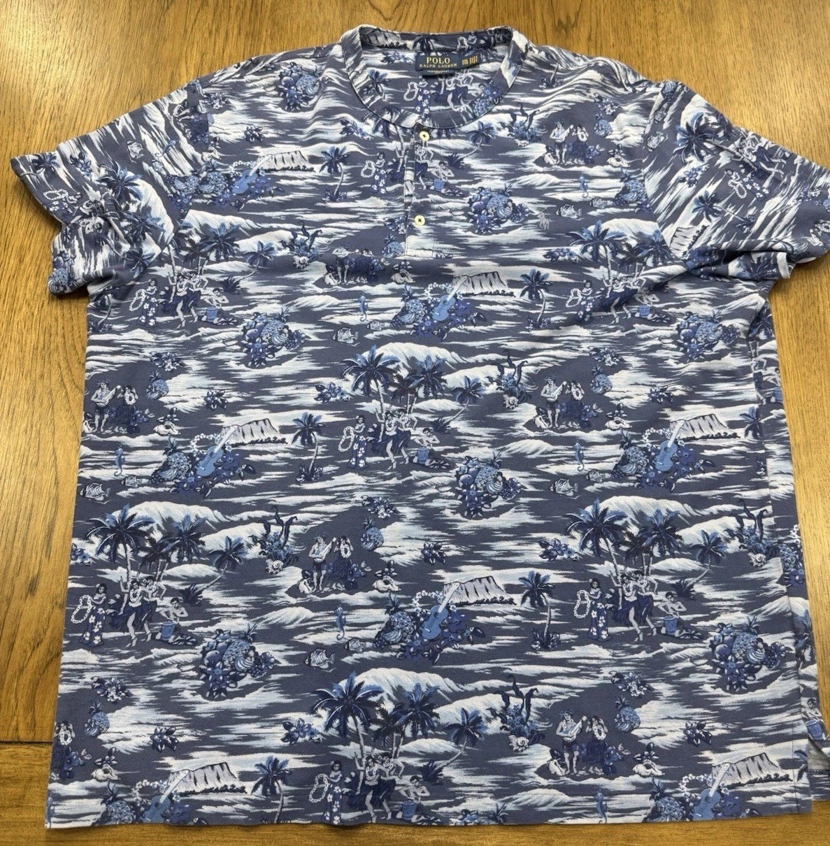 Polo Ralph Lauren Men’s Featherweight Mesh Henley T-Shirt Blue White 2XL