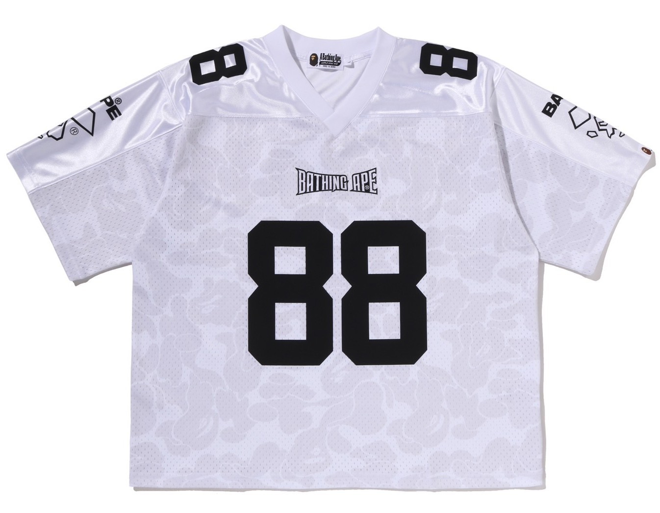 A BATHING APE Men&rsquo;s SOLID CAMO MULTI LOGO RELAXED FIT FOOTBALL JERSEY TEE rz