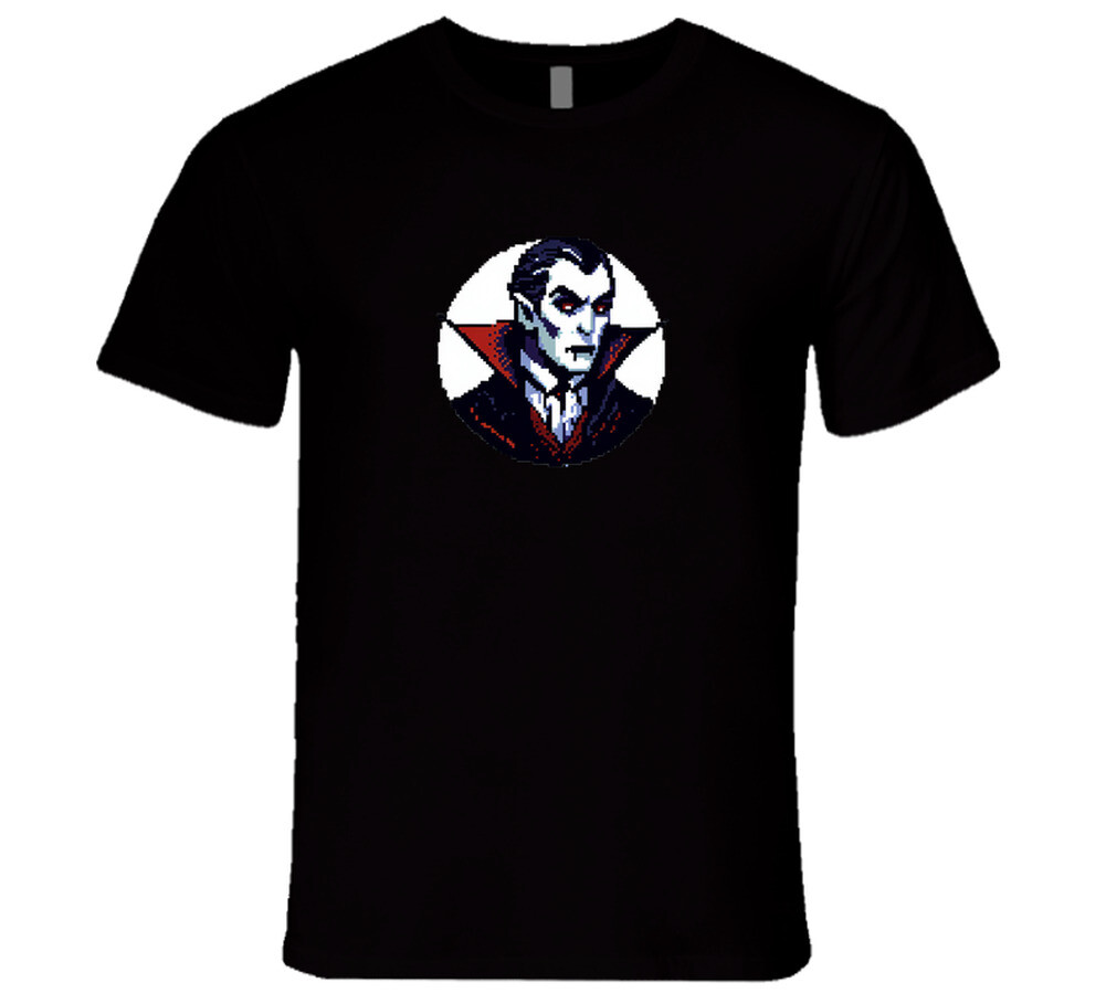 Dracula Vampire Retro Pixel Art 8 Bit Design Graphic Rare Gift T Shirt