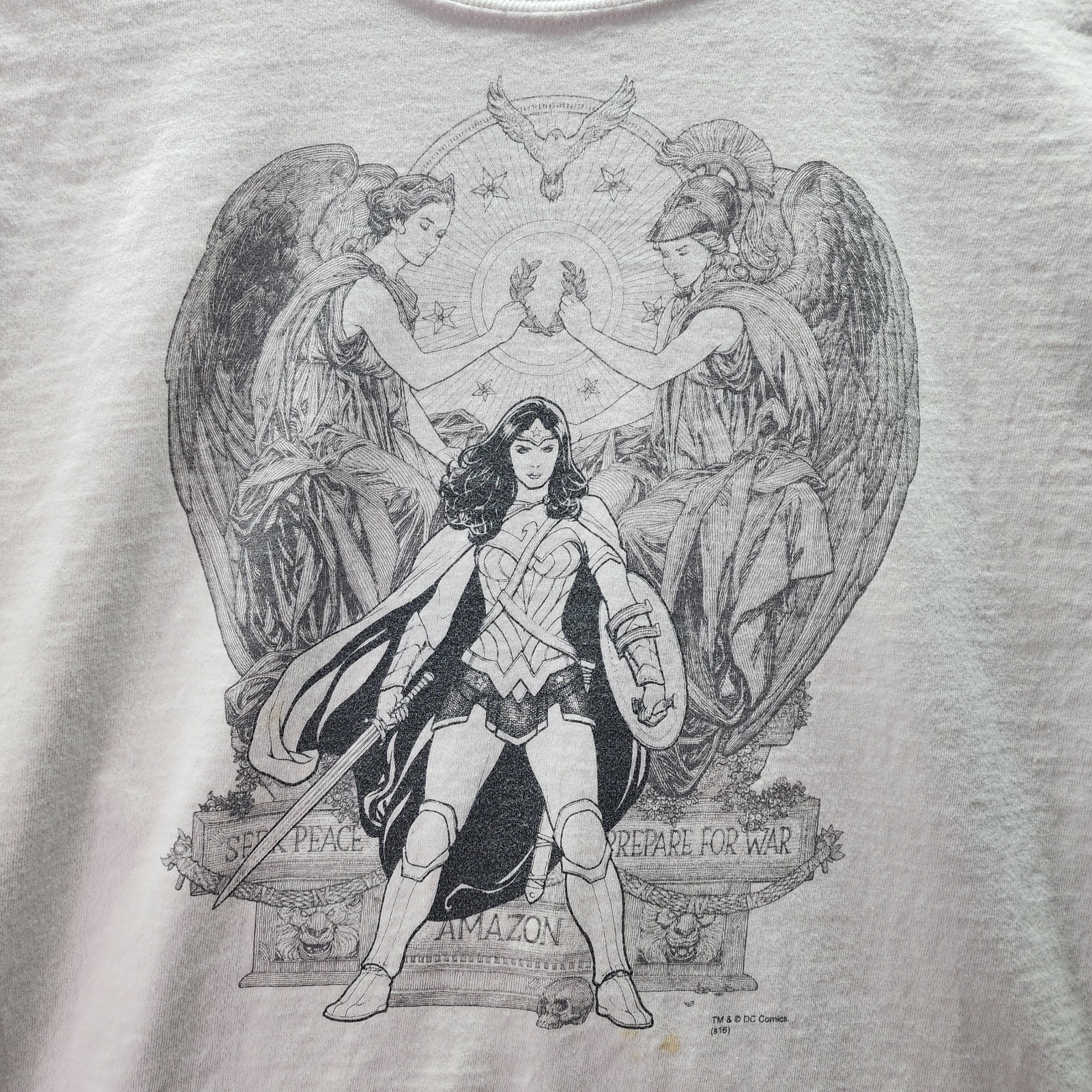 Wonder Woman DC Comics Graphic T Shirt Men’s Medium Hanes Beefy White