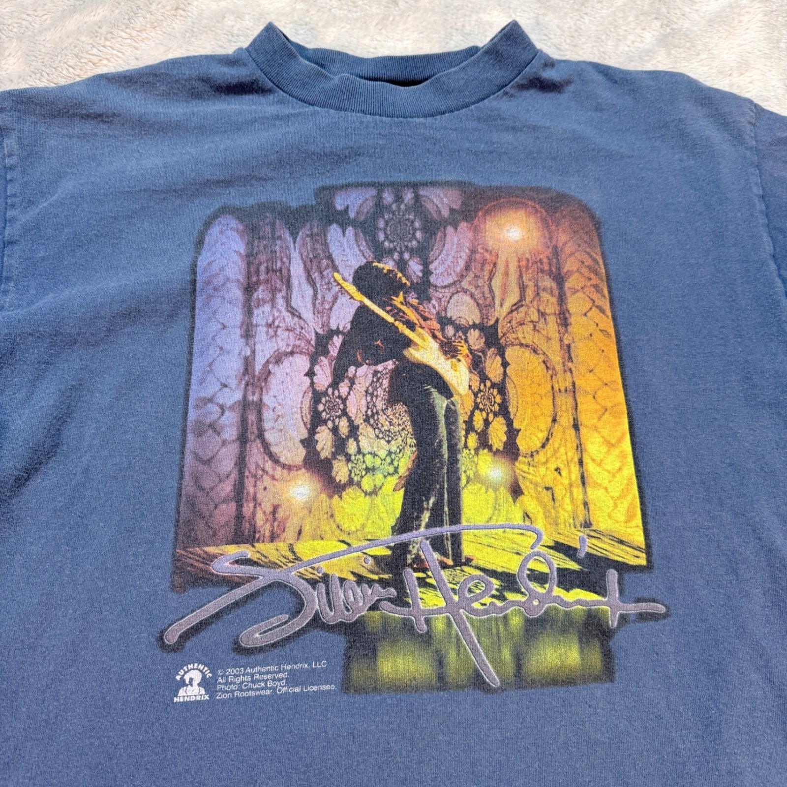 Jimi Hendrix Authentic 2003 Zion Rootswear T Shirt Blue Graphic Print Men&rsquo;s M