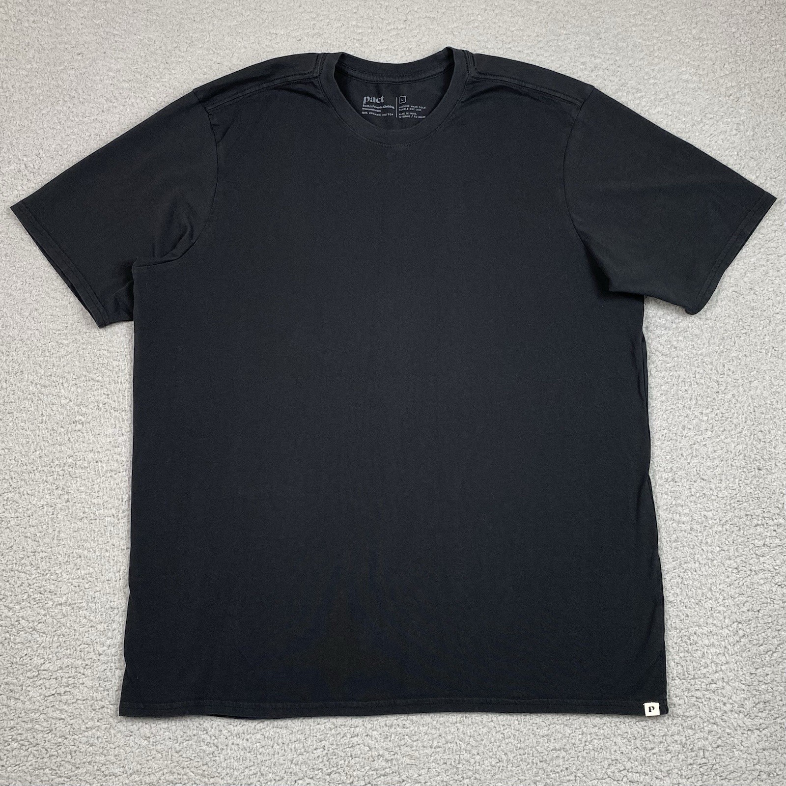 Pact Organic T Shirt Men&rsquo;s Size L Black Short Sleeve Crewneck Cotton Large EUC