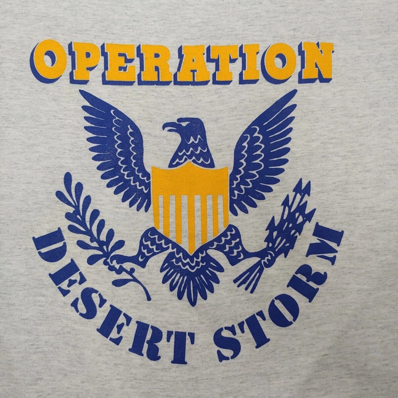 Vintage Operation Desert Storm Shirt Large Gray Screen Stars Single Stitch Eagle