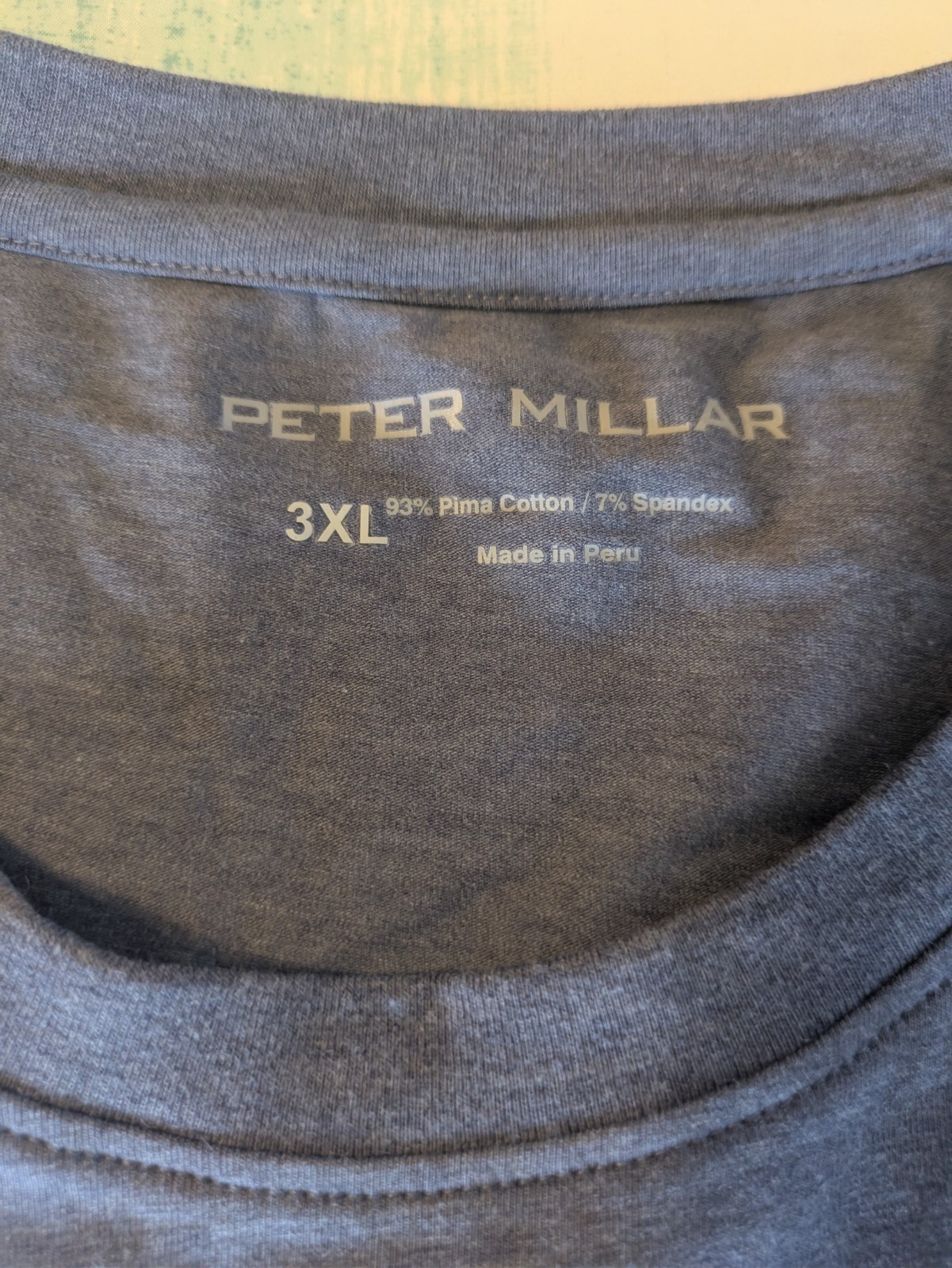 Peter Millar Men’s Blue Solid Crew Neck Short Sleeve Knit T-Shirt, 3XL B&T