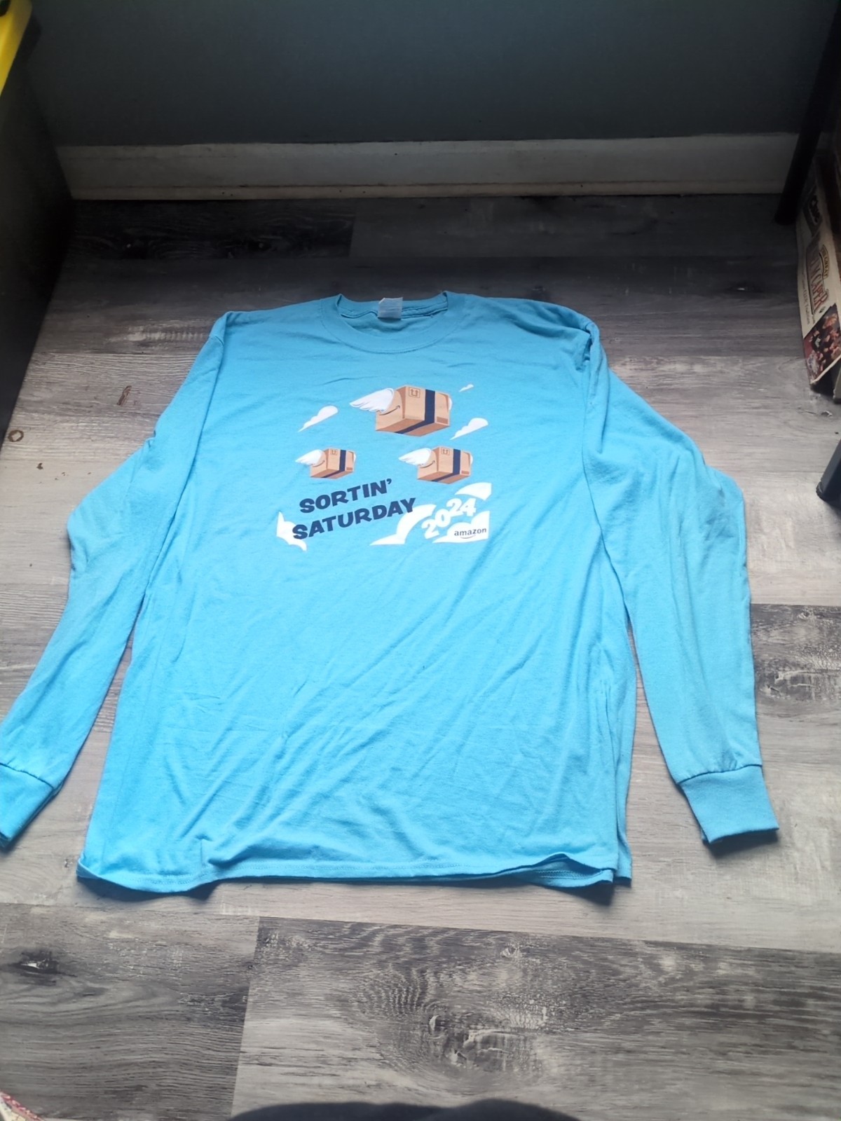 Amazon 2024 Sortin Saturday Logo Long Sleeve T-Shirt Swag Size XL Peccy Related